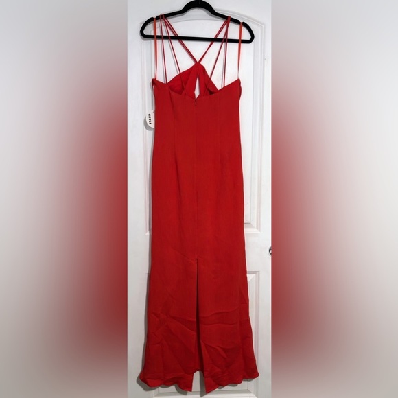 STAUD Gianna Front Keyhole Maxi Dress Ribbed Strappy cutout Papaya orange 14 - Picture 10 of 14